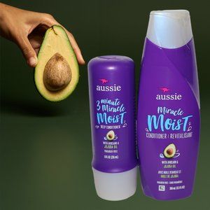 Aussie Miracle Moist 3 Minute Deep Conditioner Avocado 8 oz + Conditioner 12 oz